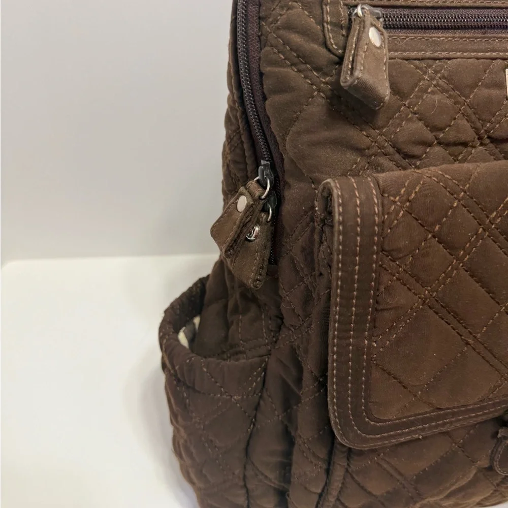 Vera Bradley Quilted Chocolate Brown Backpack, Magnetic Closure, Collegiate
